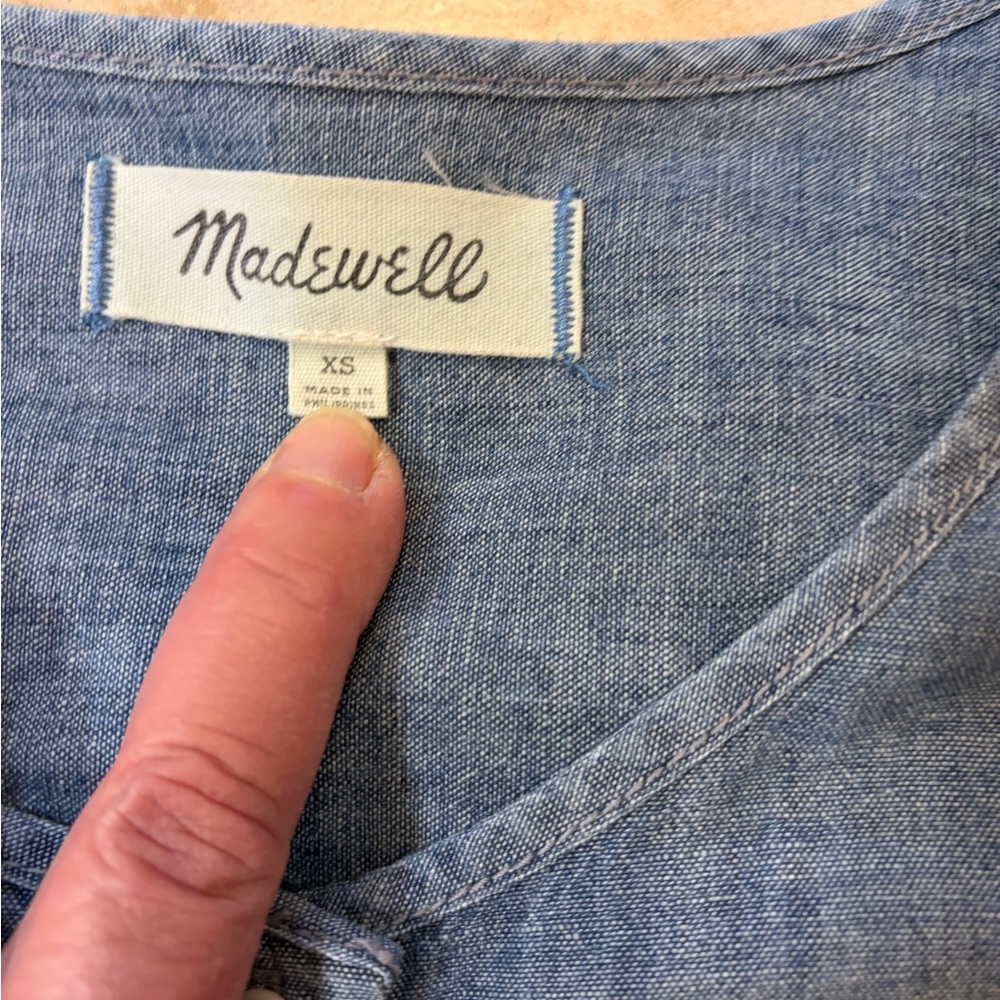 Madewell Blue Ruffle Button-Up Top - Picture 3 of 3